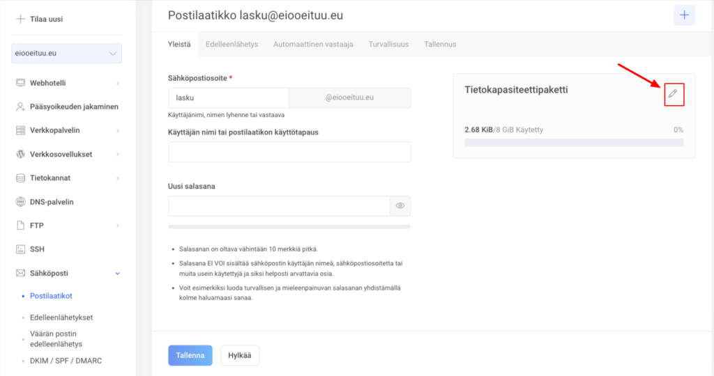 Zone Webmail tarjoa myös Premium ja Ultimate postilaatikkoja, missä on yksilöllinen tallennustila, johon hosting-paketti ei vaikuta.